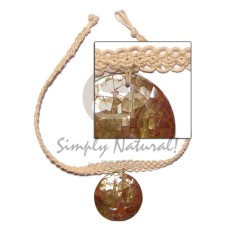macrame choker with round brown lip cracking