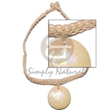 macrame choker with 40mm round green shell