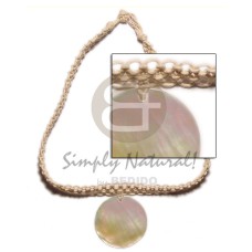 choker macramie with round 40mm mother of pearl shell (MOP)