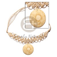 macramie choker with 50mm round coco wood
