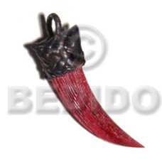 textured bloody red natural wood fang pendant