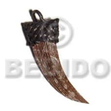 textured marbled brown natural wood fang pendant