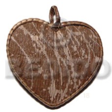 55mm textured marble brown heart natural wood