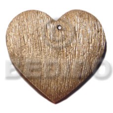 50mm textured metallic gold heart natural wood