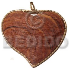 65x75mm textured heart bayong wood pendant with
