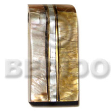 52mmx25mm cracking laminated brownlip mother of pearl shell (MOP) shell with inlaid