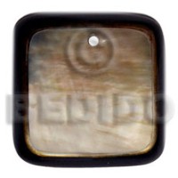 50mm square brownlip laminated in clear resin