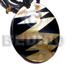 60mmx50mm oval black resin with inlaid mother of pearl shell (MOP)