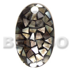 dome oval 70mmx42mm laminated blacklip chips pendant