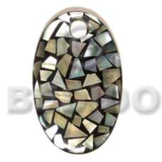 dome oval 70mmx42mm laminated blacklip chips pendant