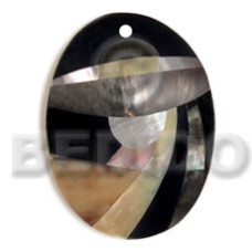 oval 55mmx42mm black resin with inlaid shells 