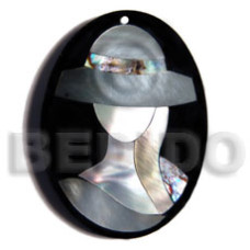 50mmx38mm oval pendant elegant hat lady delicately etched in s