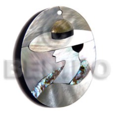 50mmx38mm oval pendant elegant hat lady delicated etched in sh
