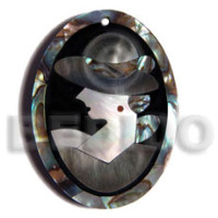 50mmx38mm oval pendant elegant hat lady delicately etched in s
