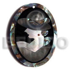 50mmx38mm oval pendant elegant hat lady delicately etched in s