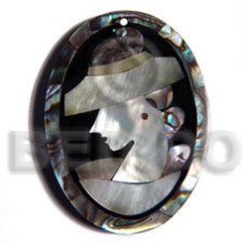 50mmx38mm oval pendant elegant hat lady delicately etched in s