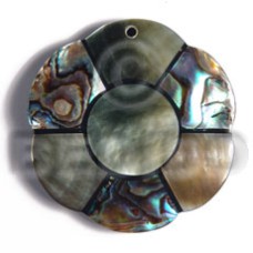 45mm laminated paua blacklip shell flower combination with 5mm black res