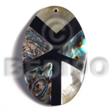 55mmx35mm aminated oval paua blacklip shell combination with 5mm black r