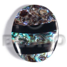 45mmx35mm laminated oval paua blacklip shell combination with 5mm blac