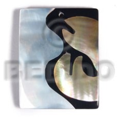 45mmx35mm laminated rectangular brownlip kabibe shell combination with 5