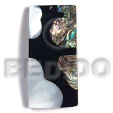 55mmx27mm laminated rectangular paua kabibe shell combination with 5mm