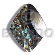 50mmx40mm laminated diamond paua blacklip shell combination with 5mm bl
