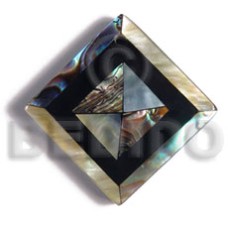 30mmx30mm laminated square paua mop shell combination with 5mm black re
