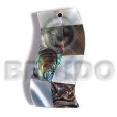45mmx22mm laminated wavy paua blacklip shell combination with 5mm black
