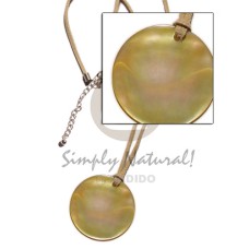 round mother of pearl shell (MOP) 40mm on leather thong