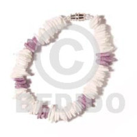 6 Bracelets of white rose with dyed lilac white rose