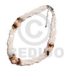 twisted troca rice beads with gold metallic
