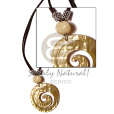 psychedelic mother of pearl shell (MOP) in leather thong 45mm
