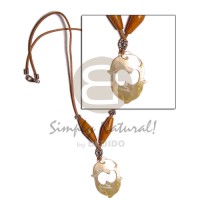 twin dolphin mother of pearl shell (MOP) in leather thong