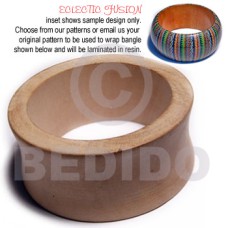 eclectic fusion natural wooden bangle height = 35mm  70mm inner diam
