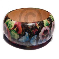 eclectic fusion collection  natural wooden bangle wrapped in fl