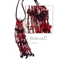 coco and blacklip heishe tassles with red