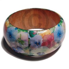 eclectic fusion collection  natural wooden bangle wrapped in fl