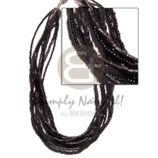 8 rows fine black glass beads and