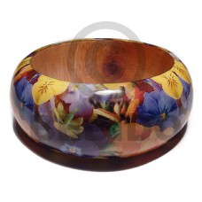 eclectic fusion collection  natural wooden bangle wrapped in fl