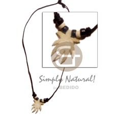 cord with bone marijuana shaped pendant and