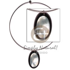 metal hoop ring with 45mm oval inlaid