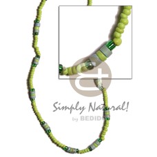 2 3mm neon green with 4 5mm coco heishe