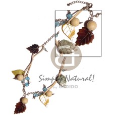 dangling mother of pearl shell (MOP) black tab black lip leaf and acrylic