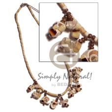 2 3mm coco heishe natural with dangling everlasting