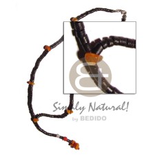 2 3mm black coco heishe tassle with red