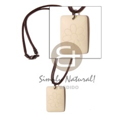 40mm white bone dog tag with flower