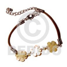 3 small mother of pearl shell (MOP) flowers with wax cord