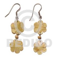 dangling 2 15mm mother of pearl shell (MOP) flowers