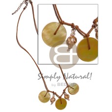 3 round mother of pearl shell (MOP) 20mm on wax cord