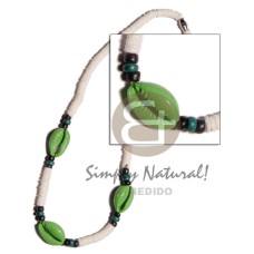 4 5mm white clam heishe with green sigay